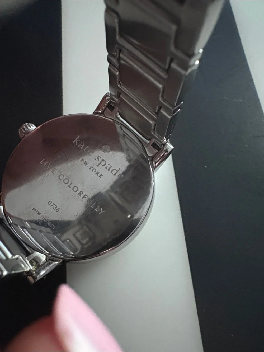 kate spade silver and white dot dial bracelet watch